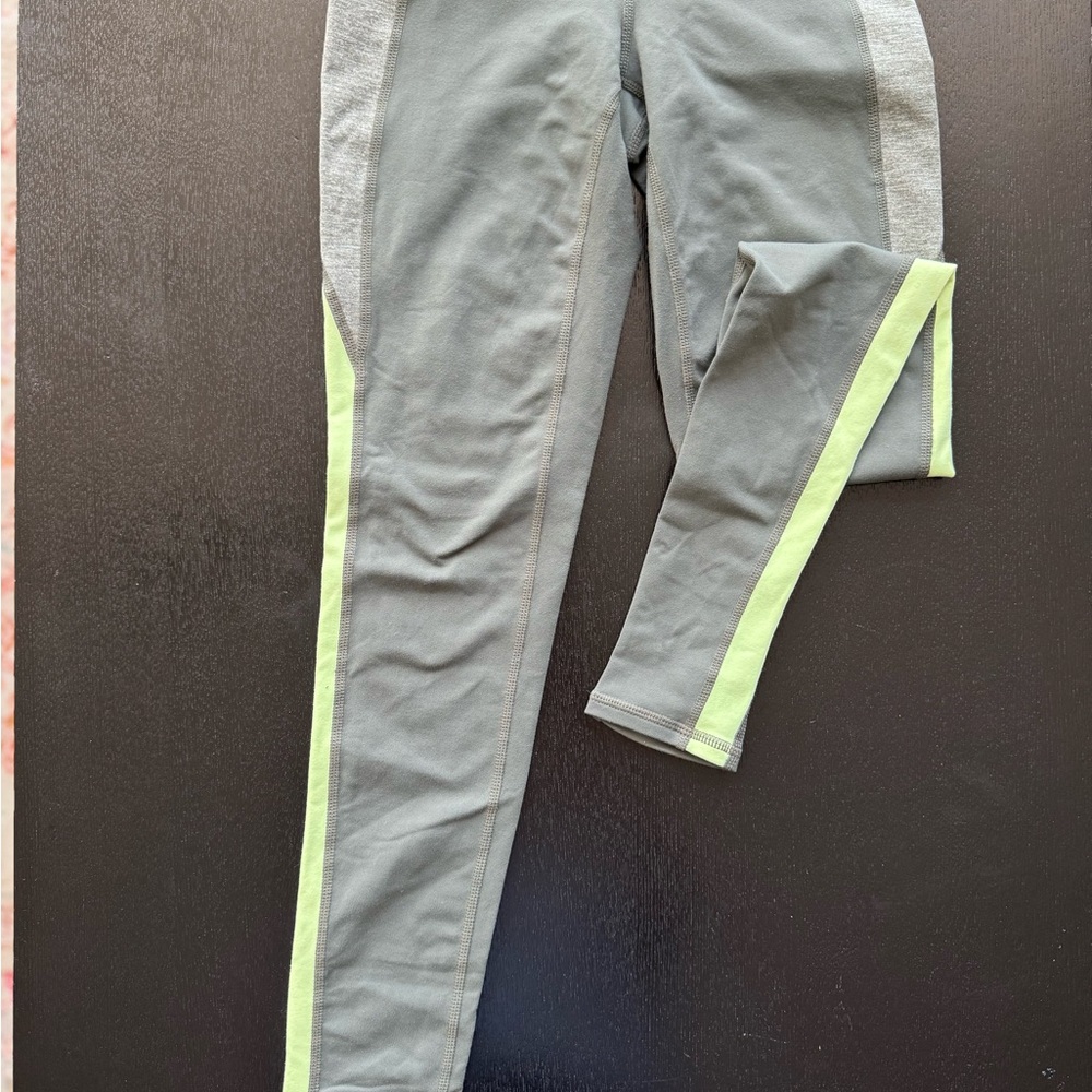 Athleta Gray and Neon Yellow Leggings